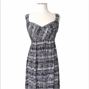 MAX STUDIO Boho Maxi Dress Print Strap Sleeveless Black White Sz S